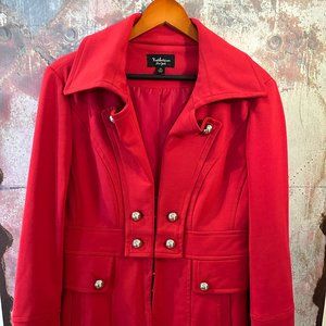 Red Wool coat with Gold Buttons